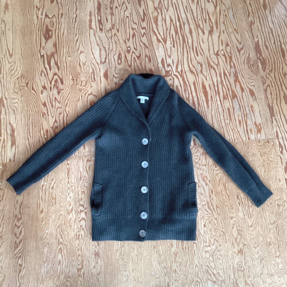 100% 2 ply cashmere charcoal grey cardigan